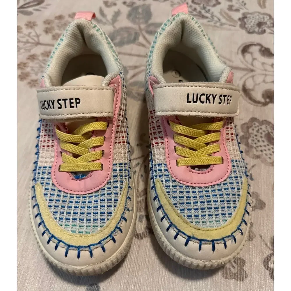Lucky Step Pastel Multi-Color Mesh Platform Sneakers - Kid's Size 1